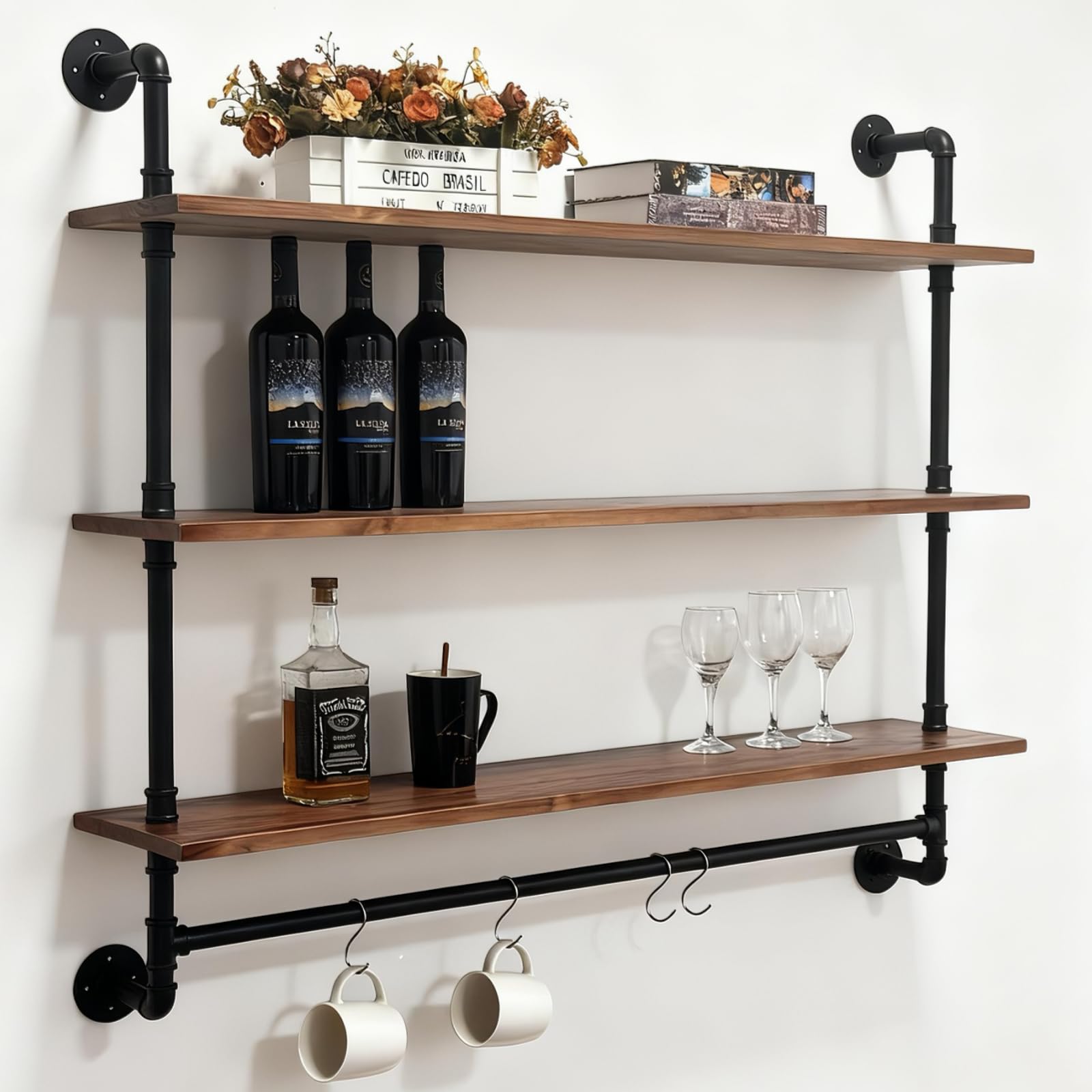 Amazon.com: OLDRAINBOW Industrial Pipe Shelving Pine Shelf,Pipe
